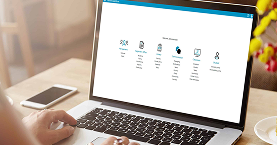 Laptop looking at data driven results for english learning