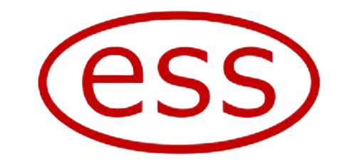 The lowercase letters "ess" in red, enclosed within a red oval outline on a light grey background, evoke a sense of language training and literacy.